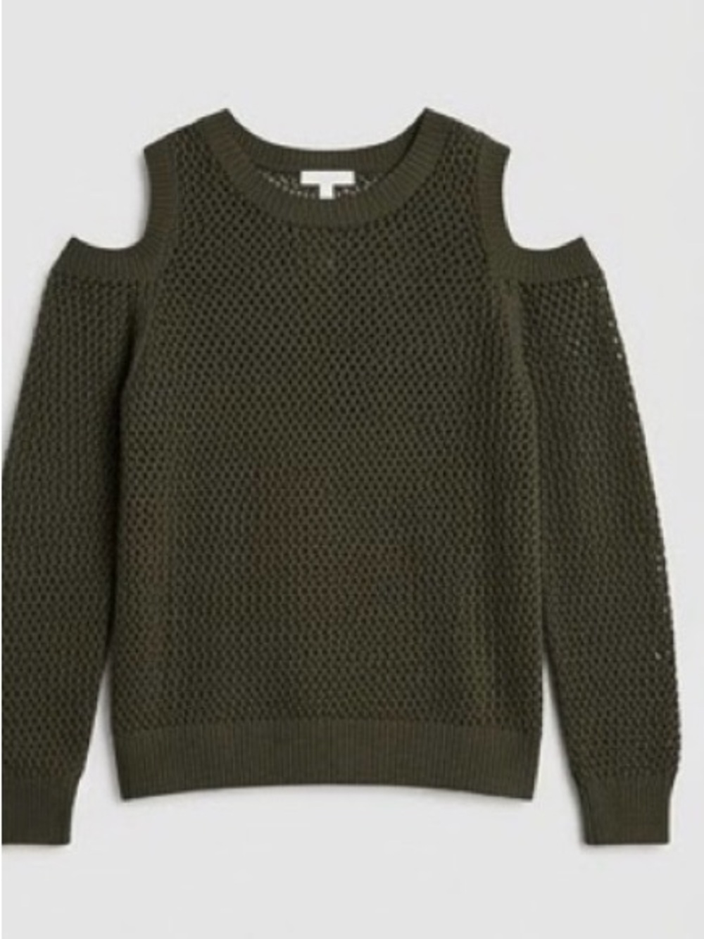 Cold-Shoulder Knit Sweater - Olive